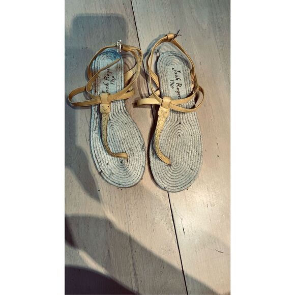 JACK ROGERS EVIE ESPADRILLE YELLOW LEATHER SANDALS WOMENS SZ 10 - Picture 2 of 6